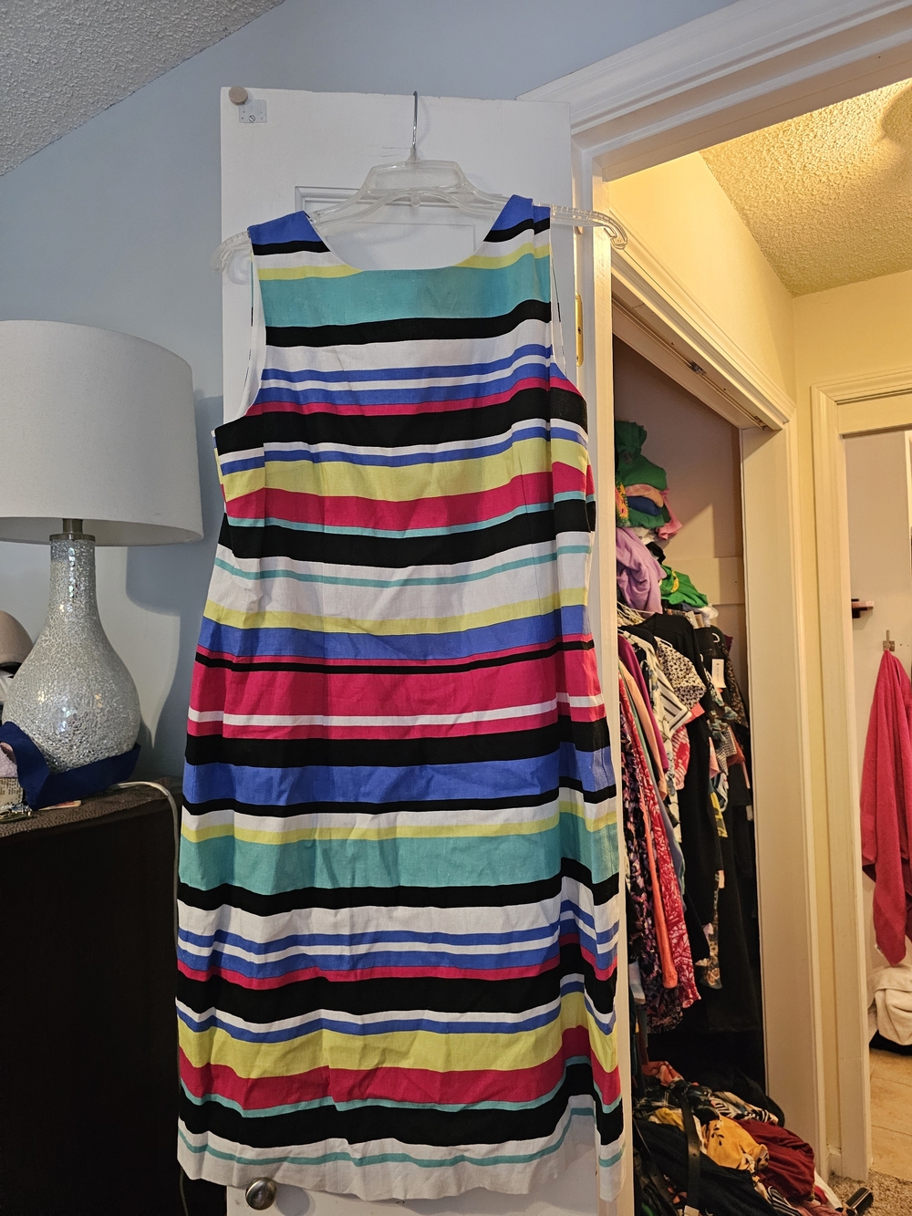 Tahari Multicolor Striped Sleeveless Shift Dress